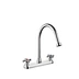 8" Double Cross Handles Brass Kitchen Bar Faucet
